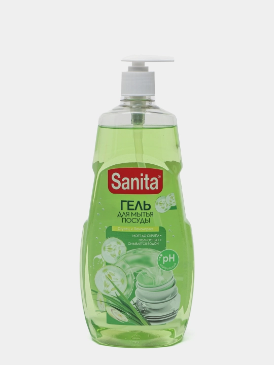 Idish yuvish uchun gel Sanita, bodring va limon o'ti, 900 g - 