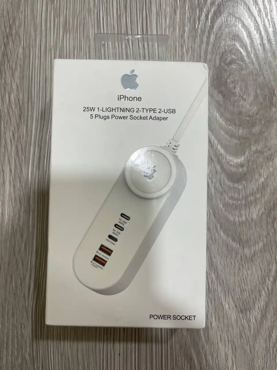 Универсальное зарядное устройство удлинитель, с 5 портами, 2 USB, 2 Type C, 1 Lightning