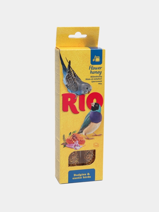 Палочки для волнистых попугайчиков и экзотов RIO, с медом, 2 шт * 40 г - 