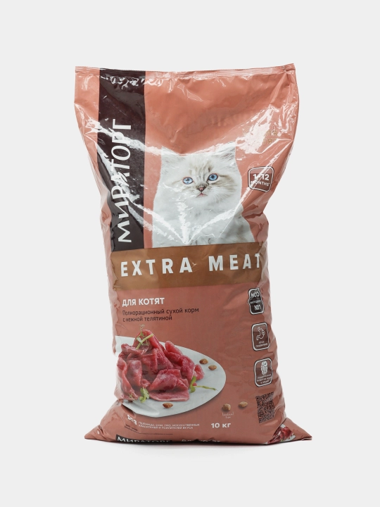 Miratorg Extra Meat mushukchalar uchun quruq yem, buzoq go‘shti, 10 kg