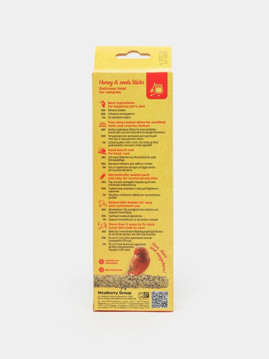 Asal va foydali urug'lar bilan kanareyka uchun tayoqchalari Rio, 2 * 40 g