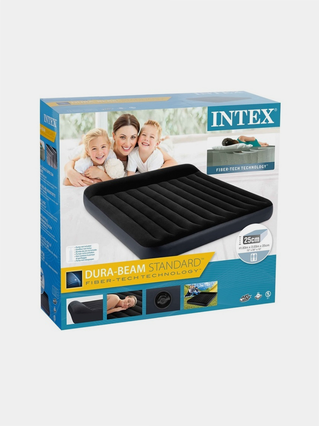 двуспальный надувной матрас intex classic downy bed king 183х203х25 см