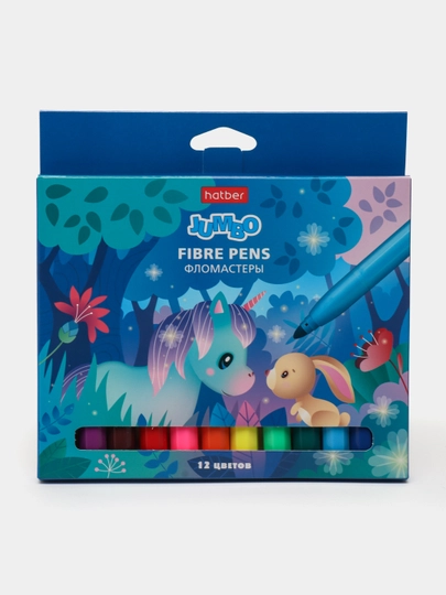 Flomasterlar Hatber Jumbo, 12 ta rang - 