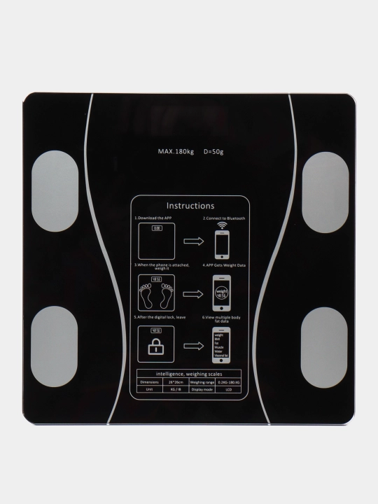 Aqlli elektron pol tarozi 180 kg (50 g aniqlik), shishali