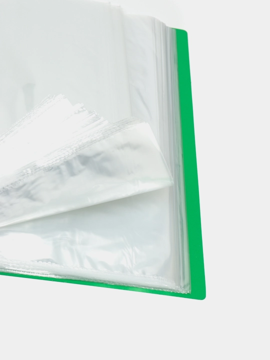 Plastik papka Hatber, yashil, A4f, Line 700 mkn, 40 mm, 100 qo'shimchalar