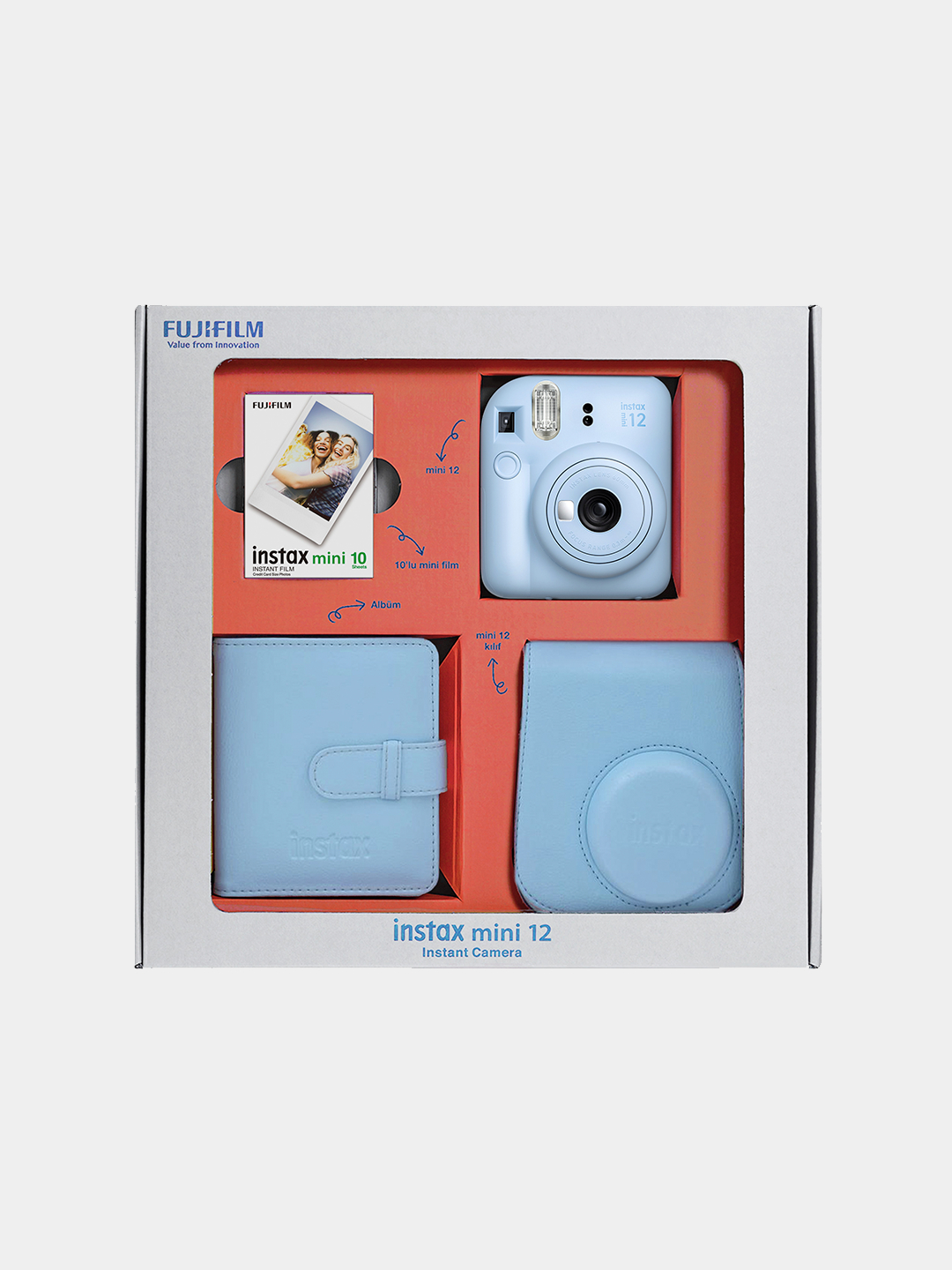 Фотоаппарат (камера) моментальной печати Fujifilm INSTAX MINI 12,  подарочный набор купить по низким ценам в интернет-магазине Uzum (523653)