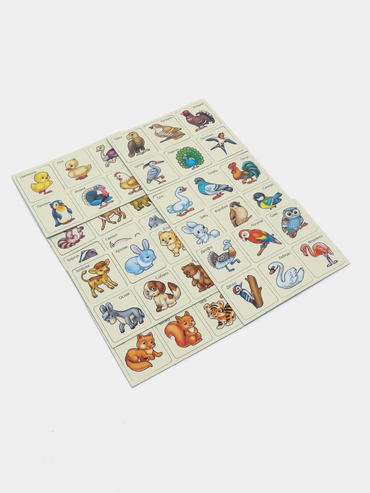 Настольно-печатная игра Hatber Животные, птицы, 8 карточек, 165 * 125 мм, 48 фишек