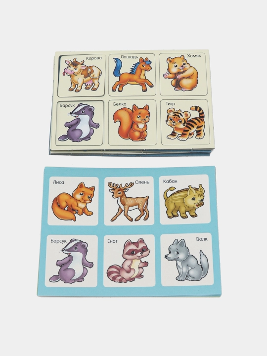Настольно-печатная игра Hatber Животные, птицы, 8 карточек, 165 * 125 мм, 48 фишек