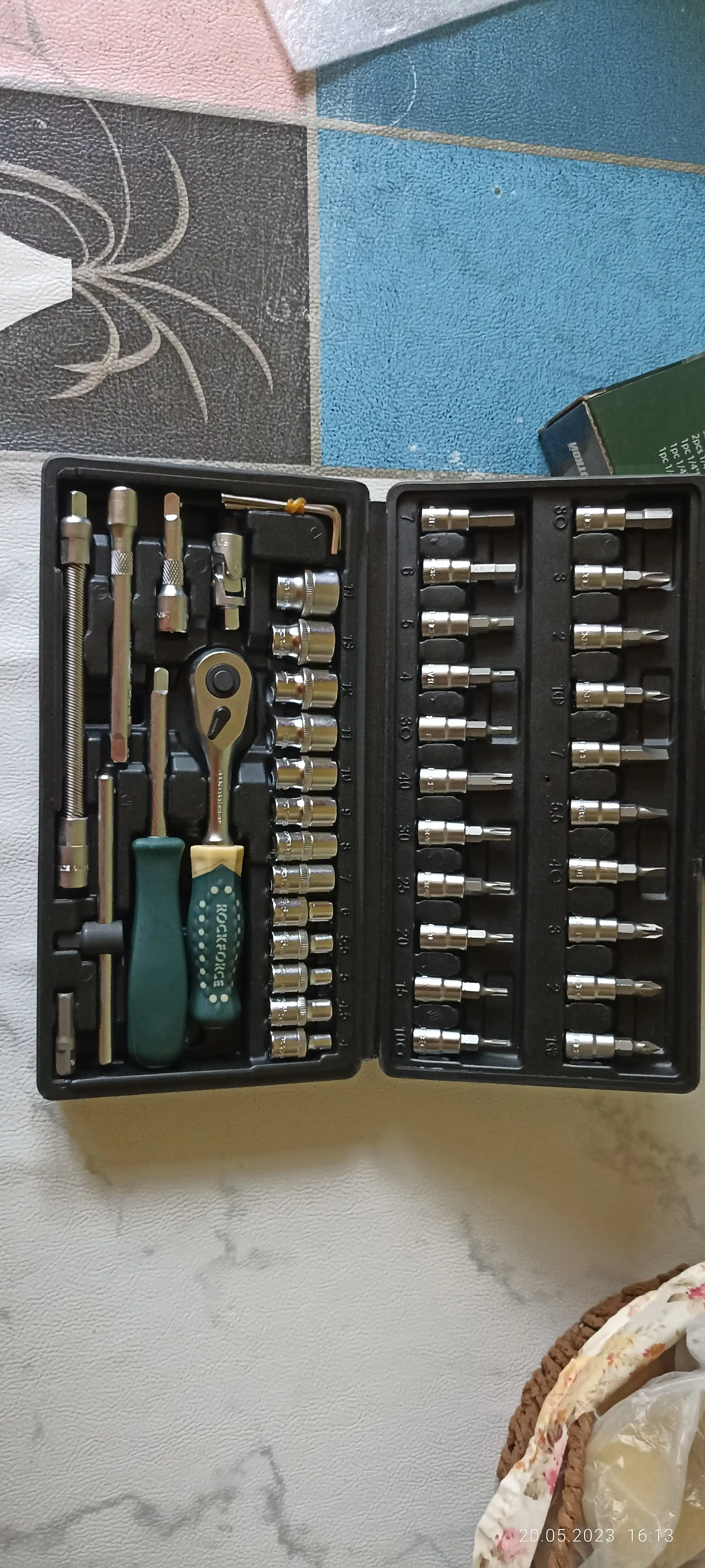 Nabor kluch, asboblar to'plami RockFORCE RF-2462-5, 1/4", 4-14 mm, 46 buyum keysda