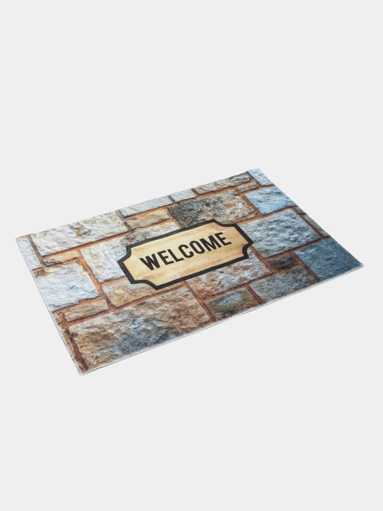 Коврик в прихожую Welcome Dudu textile, с принтом, 50 * 80