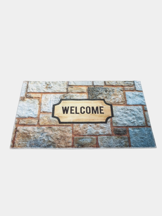 Коврик в прихожую Welcome Dudu textile, с принтом, 50 * 80 - 
