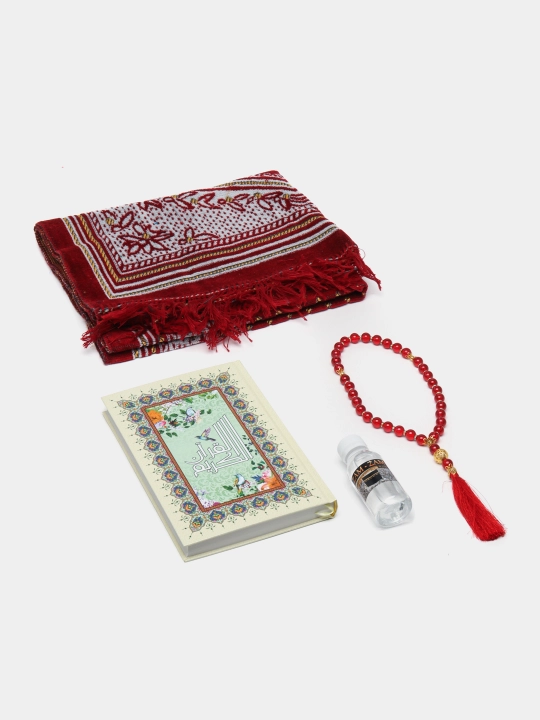 Ikki qavatli diniy to'plam, kitob, joynamoz, tasbeh, sovg'a qutisida