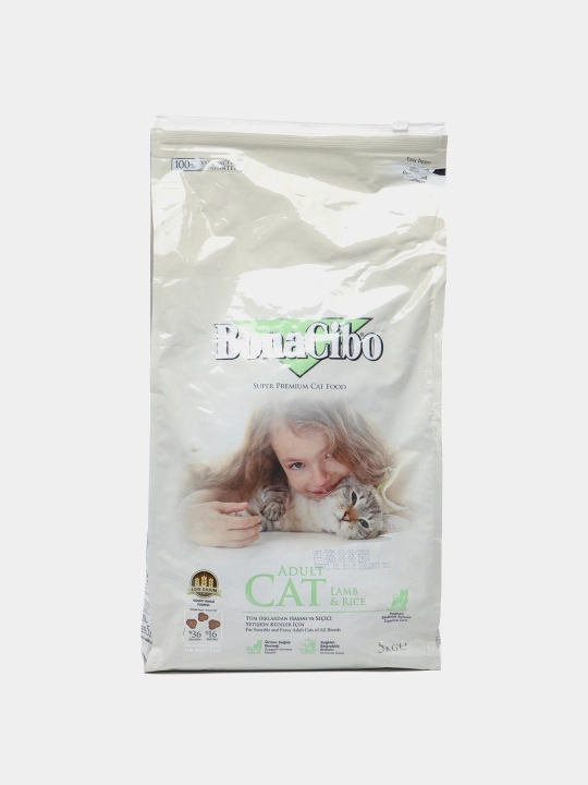 BonaCibo mushuklar uchun quruq yem, qo‘y go‘shti va guruch bilan, 5 kg