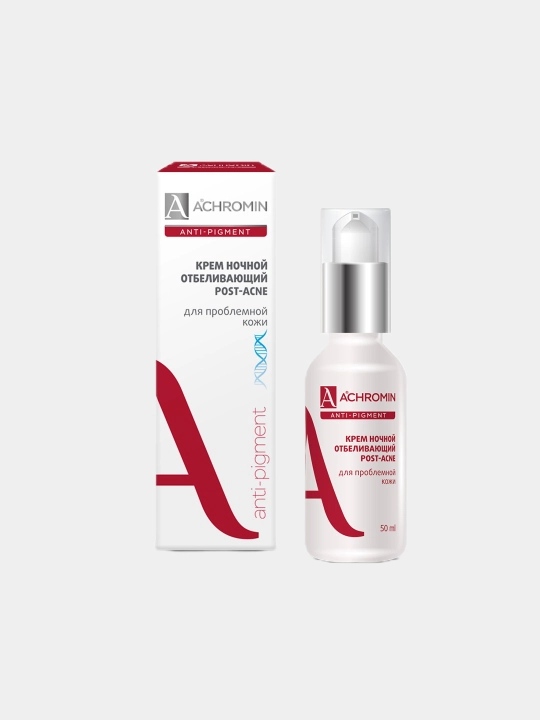 Achromin muammoli teri uchun oqartuvchi tungi krem, niacinamid B3 bilan, 50 ml