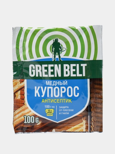 Медный купорос Green Belt, антисептик защита от плесини и гнили, 100 г - 