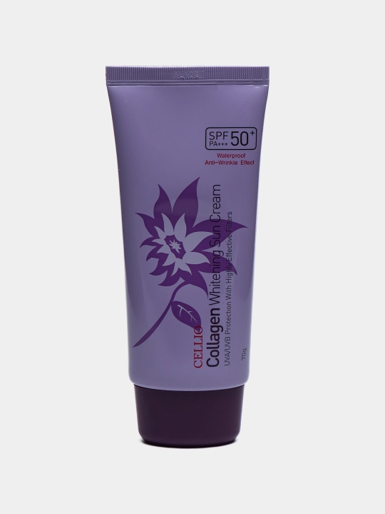 Quyoshdan himoyalovchi krem, CELLIO, Kollagen, Snail, Hyaluron, Green tea, SPF/PA50+++, 70