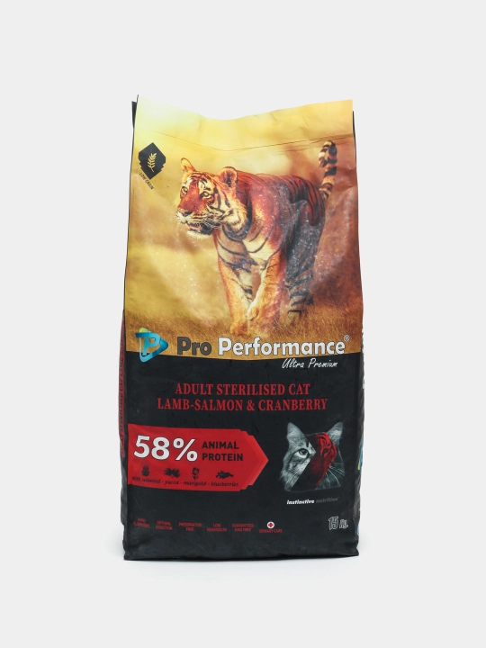 Pro Performance sterilizatsiya qilingan mushuklar uchun quruq yem,qo‘zichoq,forel ,15 kg