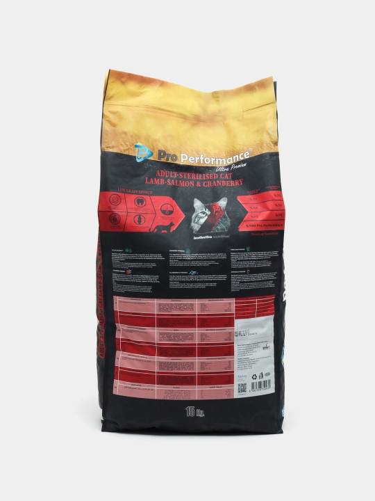Pro Performance sterilizatsiya qilingan mushuklar uchun quruq yem,qo‘zichoq,forel ,15 kg