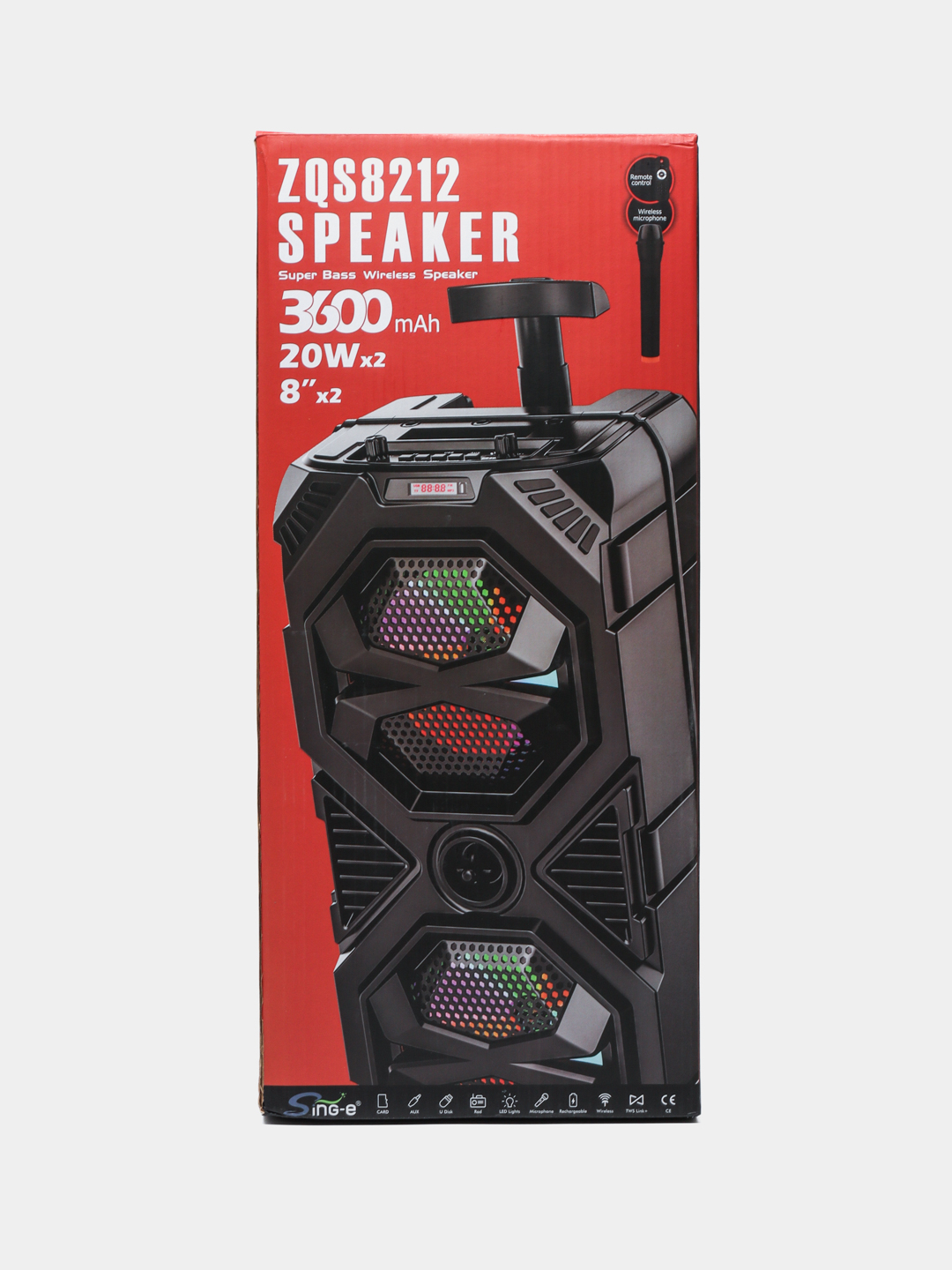 Караоке колонка Bluetooth ZQS-8212 с беспроводным микрофоном, 60 см ...