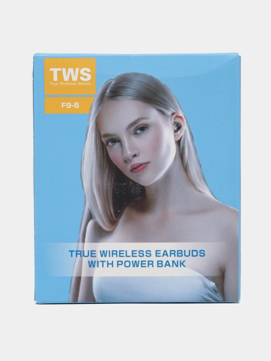Simsiz quloqchinlar TWS F9-5 Power Bank bilan