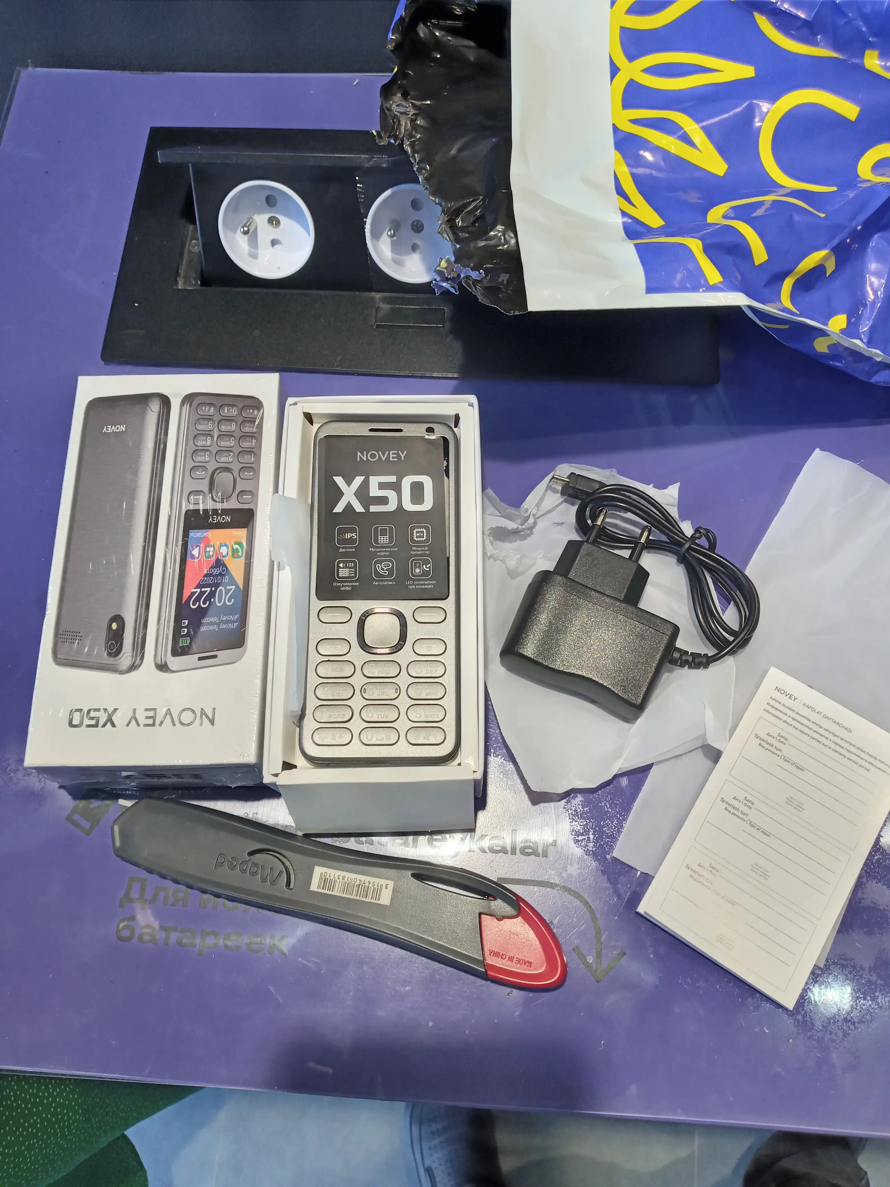Novey X50 mobil telefon, yupqa, kamerasiz, oddiy, 2 SIM