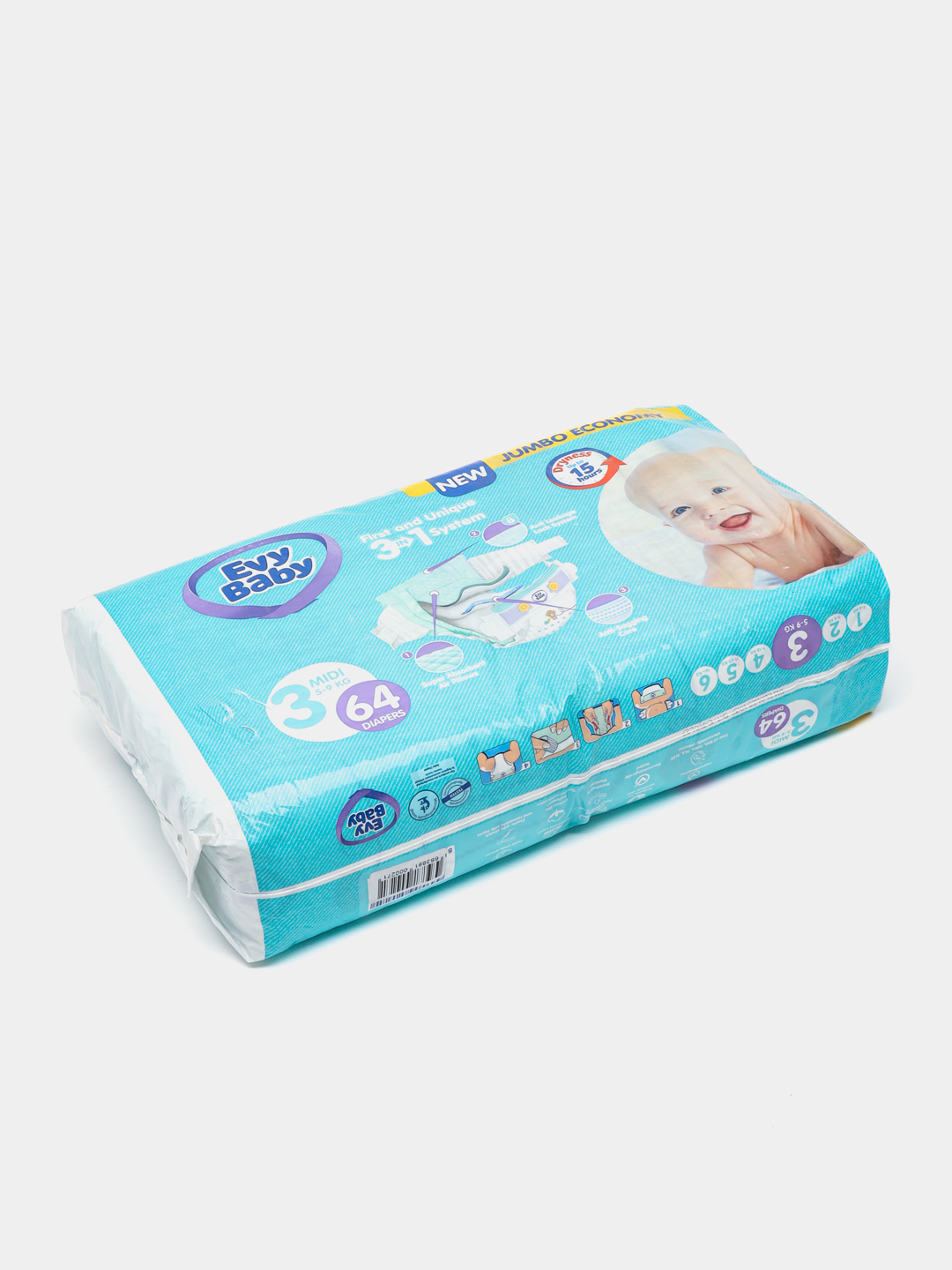 Подгузники для детей Evy Baby Midi Jumbo, 5-9 кг, 64 шт купить по ...