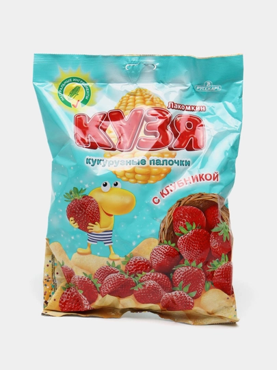 Кукурузные палочки Кузя Лакомкин с клубникой, 100 г — FOODST-P00A4E9