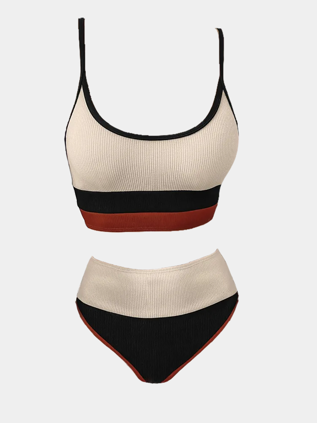 Купальник женский с трусиками на высокой посадке и топом, рибана купить ...