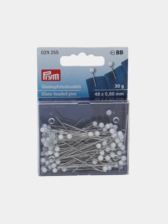 Shisha boshli to'g'nog'ichlar Prym, 0.80 * 48 mm, oq, 30 g - 