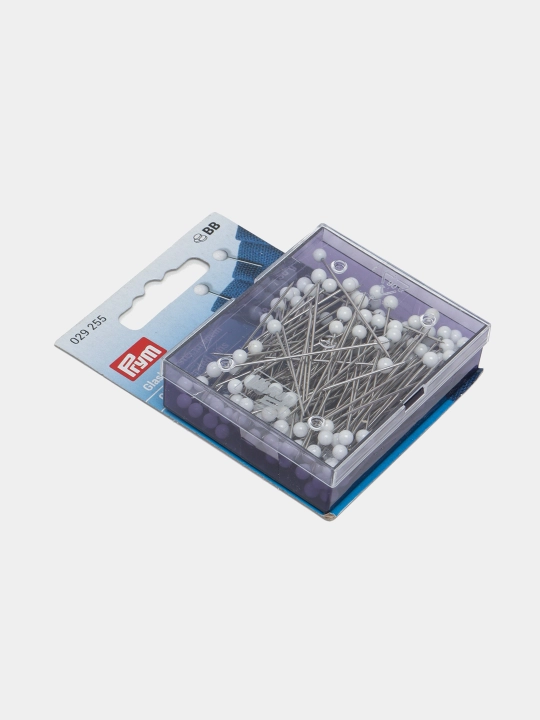 Булавки со стеклянной головкой Prym, 0.80 * 48 мм, белые, 30 г