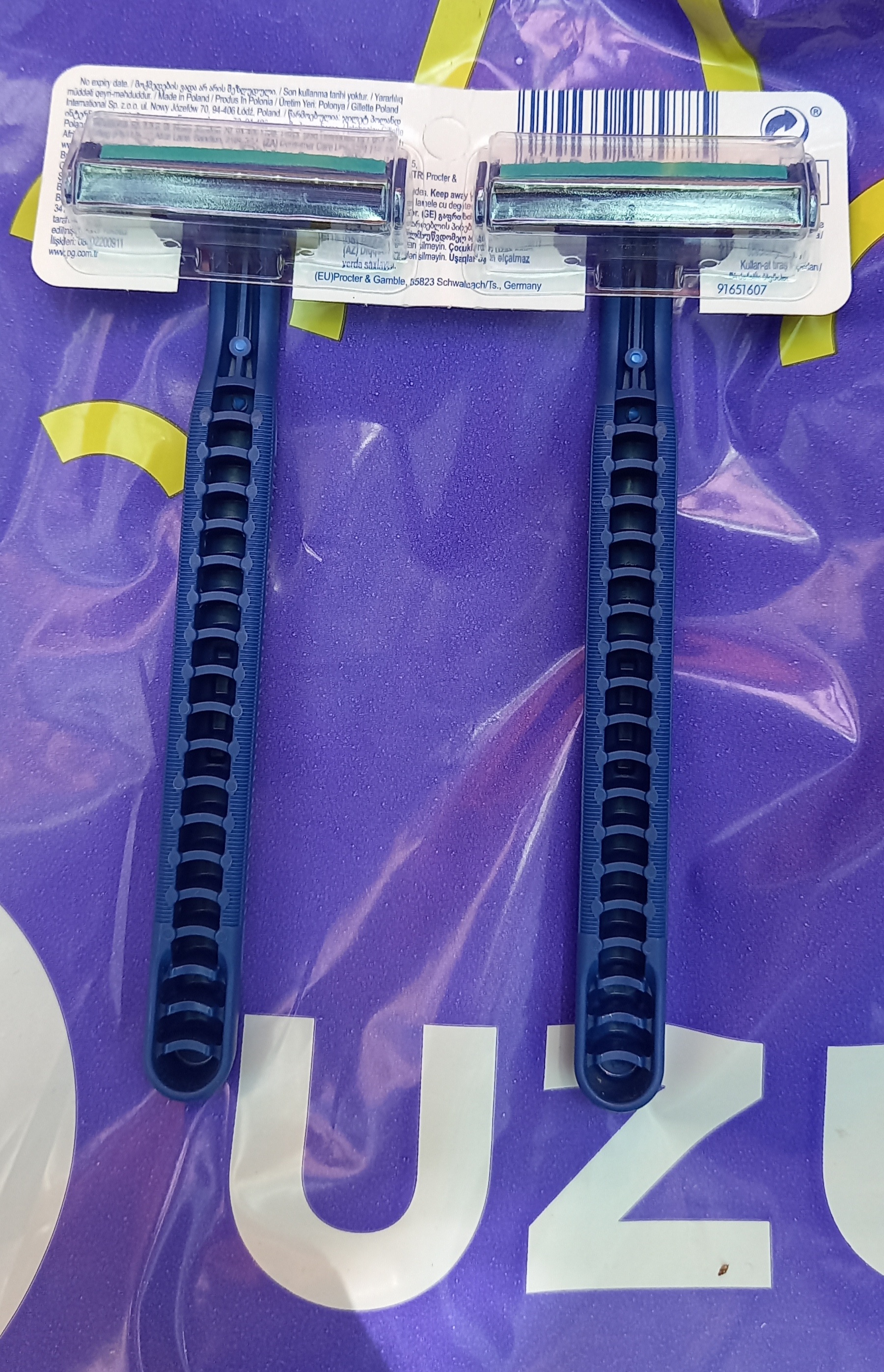 Gillette Bir martalik erkaklar ustarasi Blue2 Plus, 2 ta tig‘li, 2 dona, qo‘zg‘almas kallak