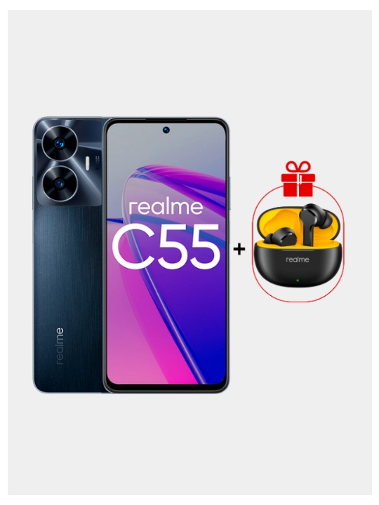 Смартфон realme C55  + беспроводные наушники T100 Buds