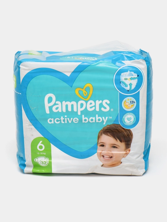 Подгузники для детей Pampers Active Baby, 6 размер, 13-18 кг, 32 шт