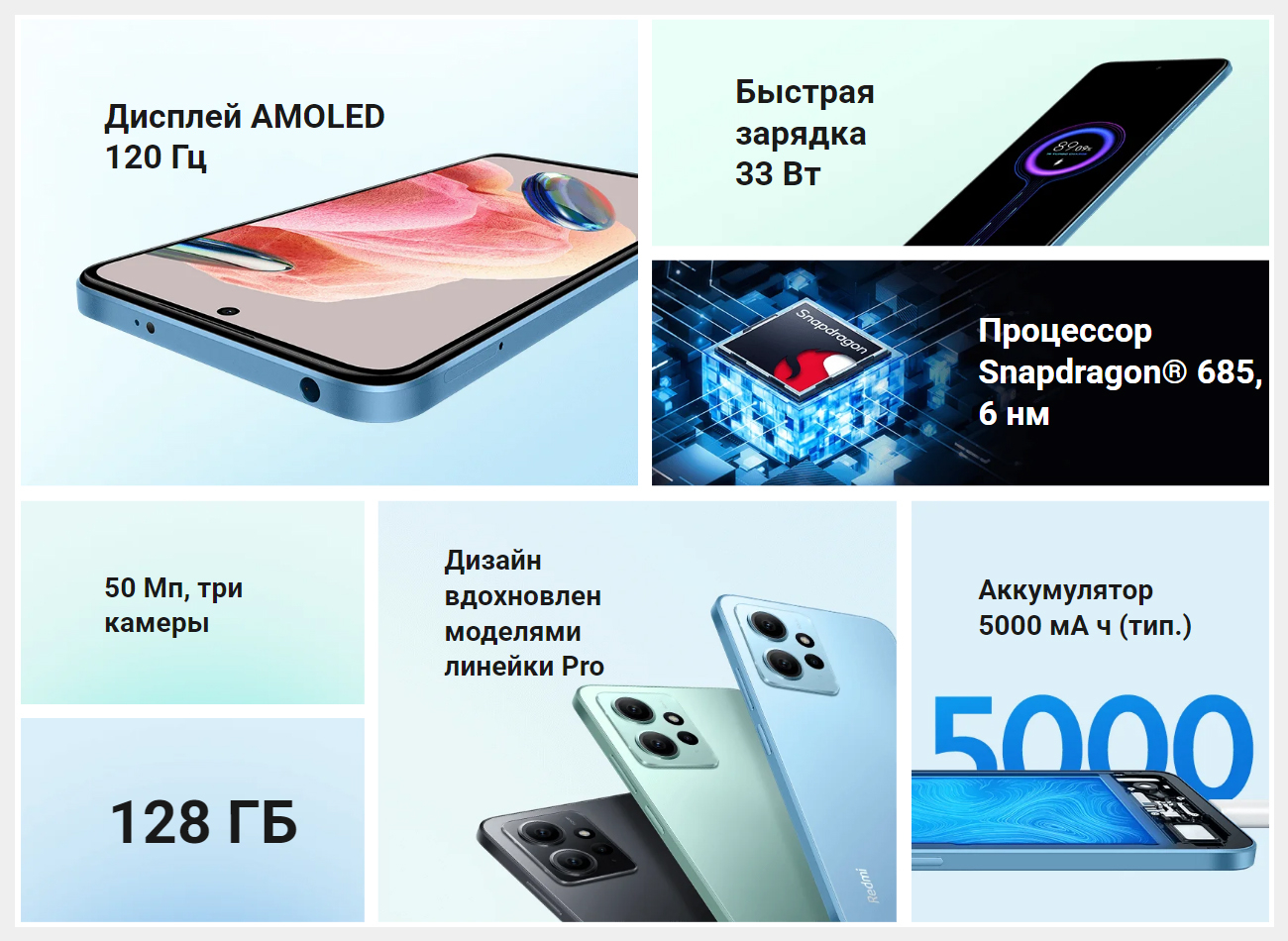 Смартфон Xiaomi Redmi Note 12, 8+256ГБ 8+128ГБ, 6+128ГБ, 4+128ГБ, дисплей  amoled 120 Гц купить по низким ценам в интернет-магазине Uzum (660062)