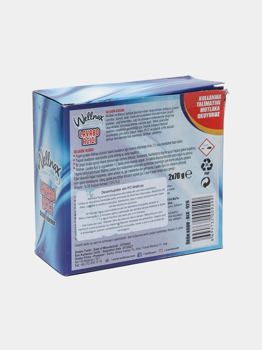 Pellet tiqilib qolgan tozalovchi Wellnax, 2 * 70 g