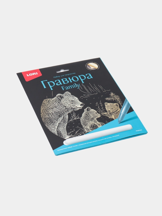 Гравюра Lori Family большая, Медведи, с эффектом золота