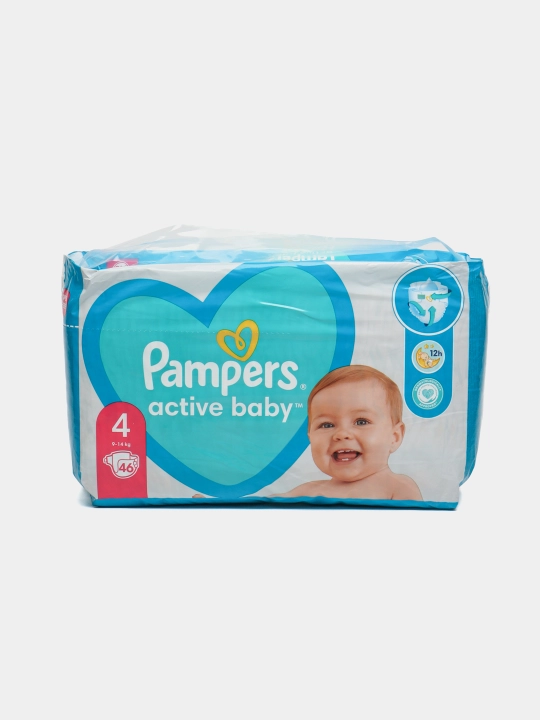 Подгузники для детей Pampers Active Baby, 4 размер, 9-14 кг, 46 шт