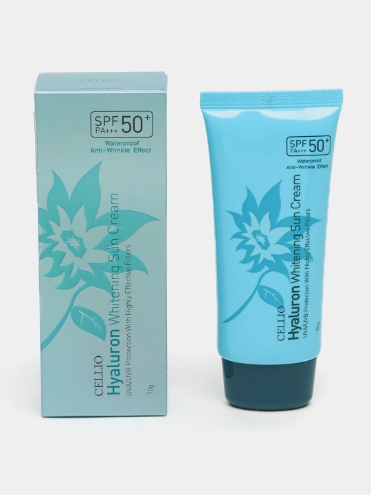 Quyoshdan himoyalovchi krem, CELLIO, Kollagen, Snail, Hyaluron, Green tea, SPF/PA50+++, 70