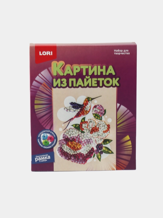 Payetkalardan qilingan rasm Lori "Kolibri" Ап-055, 20 * 25 sm - 