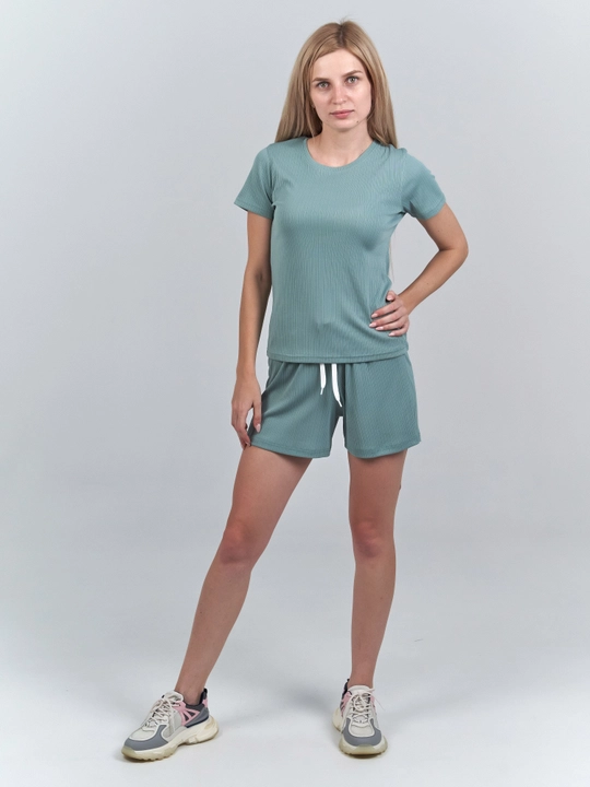 Костюм тройка лапша W10-01 BELLA, шорты, футболка, брюки палаццо