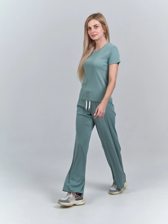 Костюм тройка лапша W10-01 BELLA, шорты, футболка, брюки палаццо