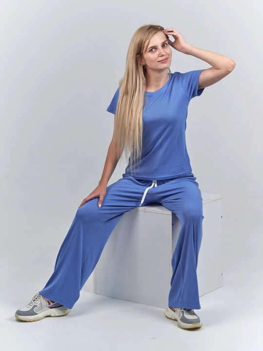 Костюм тройка лапша W10-01 BELLA, шорты, футболка, брюки палаццо