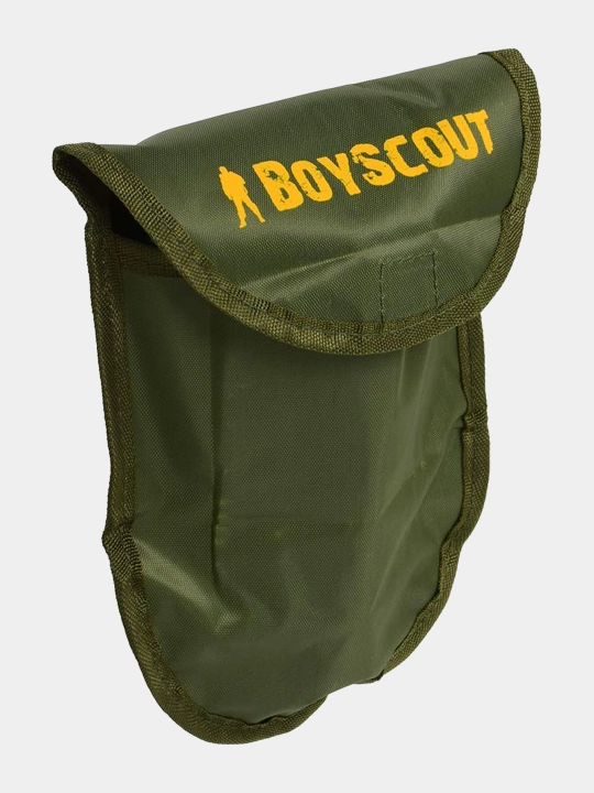Ko'p funktsiyali yig'ma belkurak BoyScout, metall tutqichli g'ilofi bilan