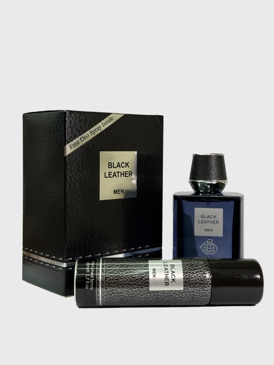 Erkaklar uchun parfyum Black Leather, dezodorant, Dubay Fragrance World - 