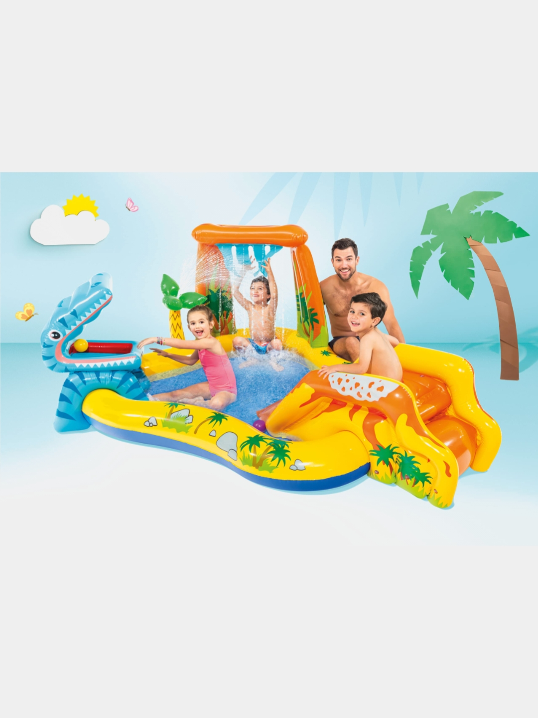 Intex wet set. Intex 57444. Надувной динозавр Интекс. Бассейн динозавр. Бассейн Intex Дино, 61х22.