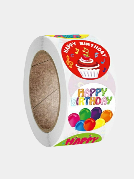 Наклейки стикер с надписью HAPPY BIRTHDAY, 8 разных дизайнов