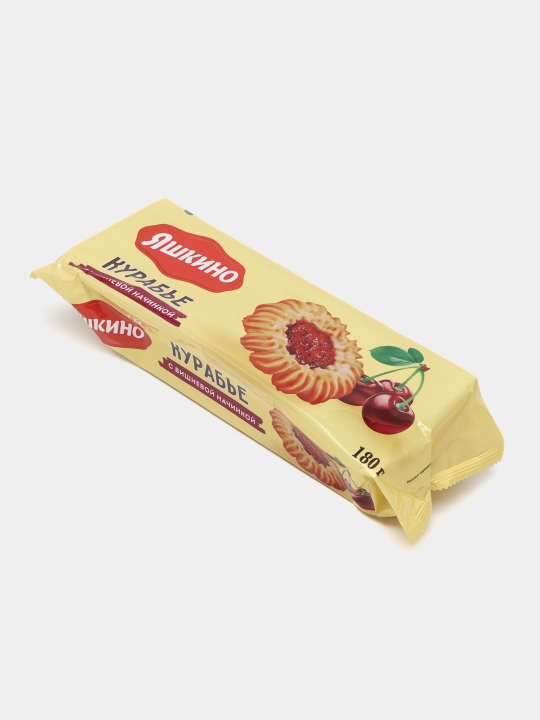 Kurabye pechenyesi Yashkino, olcha murabbosi bilan, 180 g