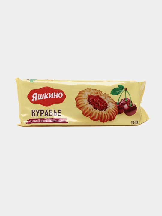 Kurabye pechenyesi Yashkino, olcha murabbosi bilan, 180 g