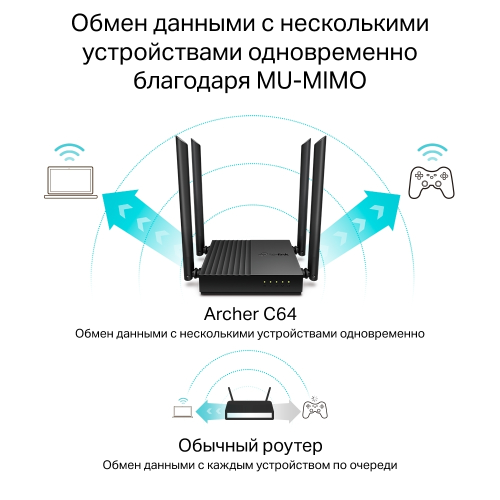 Archer C64 Двухдиапазонный гигабитный Wi-Fi роутер AC1200 с поддержкой ...
