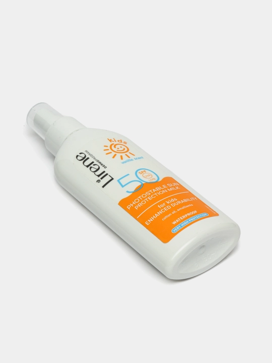 Bolalar uchun quyoshdan himoya qiluvchi tana suti Lirene kids SPF 50, vanilli, 150 ml